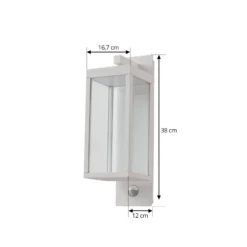 Aplique LED para exterior Lucande «Ferdinand», blanca, con sensor, 38 cm