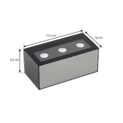 Aplique LED para exterior Lucande Selim, longitud 15,3 cm, negro