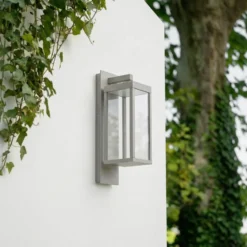 Aplique LED para exterior Lucande Ferdinand, gris piedra, IP54