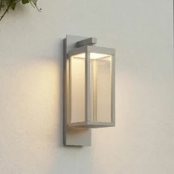 Aplique LED para exterior Lucande Ferdinand, gris piedra, IP54