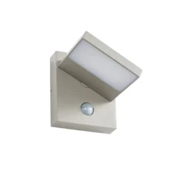 Aplique LED para exterior Lucande Silvan, gris piedra, con sensor, IP54