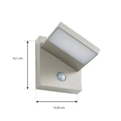 Aplique LED para exterior Lucande Silvan, gris piedra, con sensor, IP54