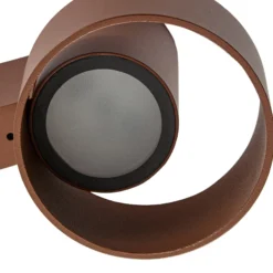 Aplique LED para exterior Lucande Elune, marrón, IP44, luz hacia arriba/hacia