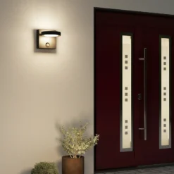 Aplique LED para exterior Lucande Belna, metal, sensor, IP54