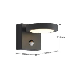 Aplique LED para exterior Lucande Belna, metal, sensor, IP54