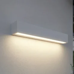 Aplique LED para exterior Lucande Lengo, 50 cm, blanca, luz hacia abajo, 3000 K