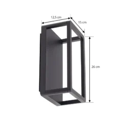 Aplique LED para exterior Lucande Thorvid, altura 26 cm, negro