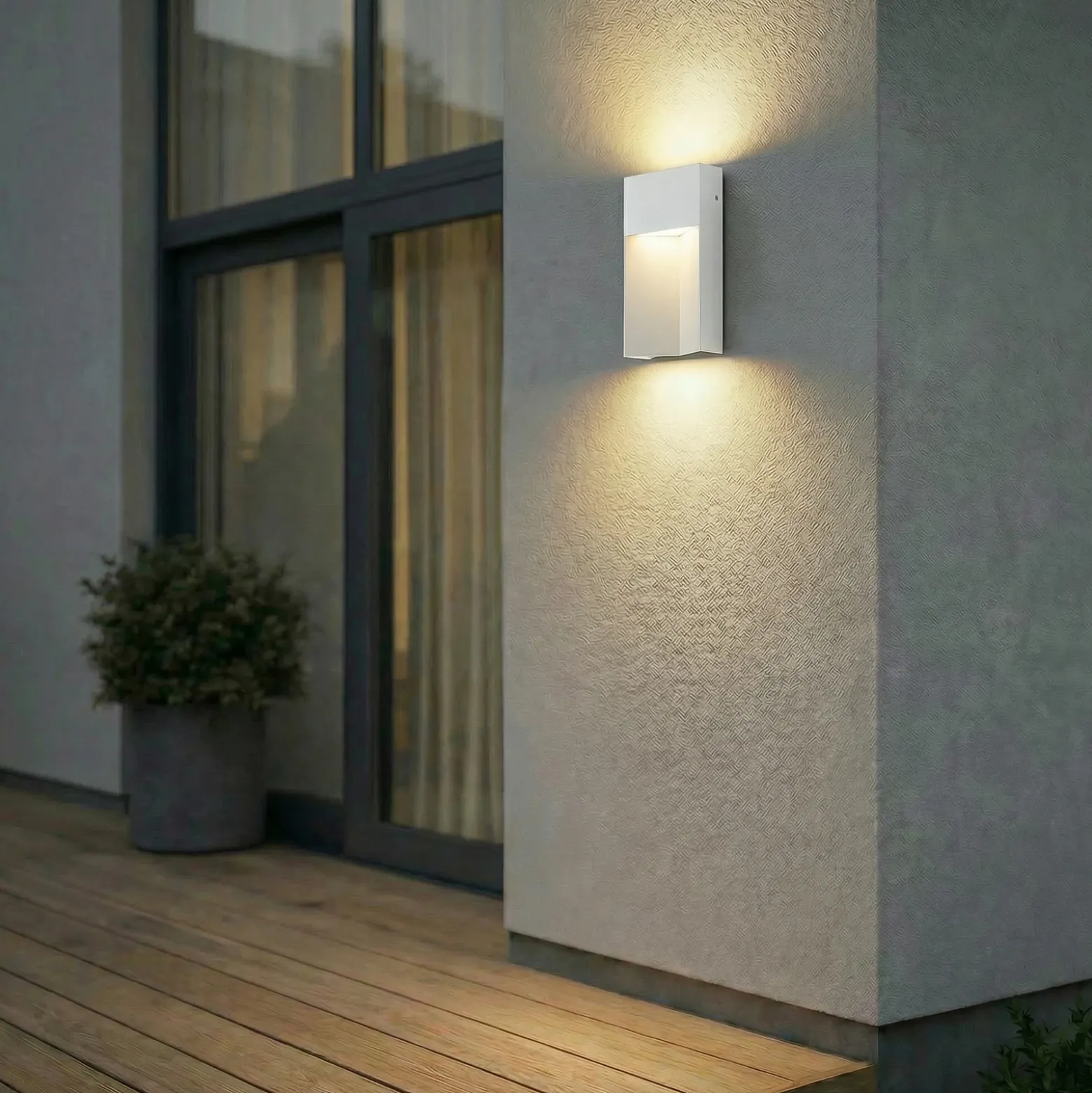 Aplique LED para exterior Lucande Kaholo, gris claro, CCT, IP44