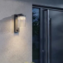 Aplique LED para exterior Lucande Beelia Sensor antracita estriada