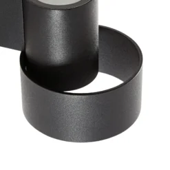 Aplique LED para exterior Lucande Elune, negro mate, luz hacia arriba/hacia