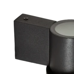 Aplique LED para exterior Lucande Elune, negro mate, luz hacia arriba/hacia