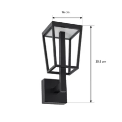 Aplique LED para exterior Lynx de Lucande, 35,5 cm, negro, IP44