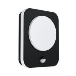 Aplique LED para exterior Madriz, negra, 23 cm de ancho, con sensor