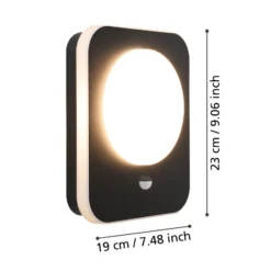 Aplique LED para exterior Madriz, negra, 23 cm de ancho, con sensor
