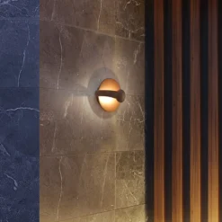 Aplique LED para exterior Mayorka, marrón óxido, ancho 22 cm, IP65