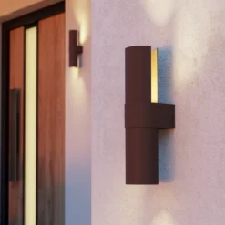 Aplique LED para exterior Montelauro, color óxido, altura 32 cm, metal