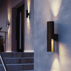 Aplique LED para exterior Montelauro, negro, altura 32 cm, metal