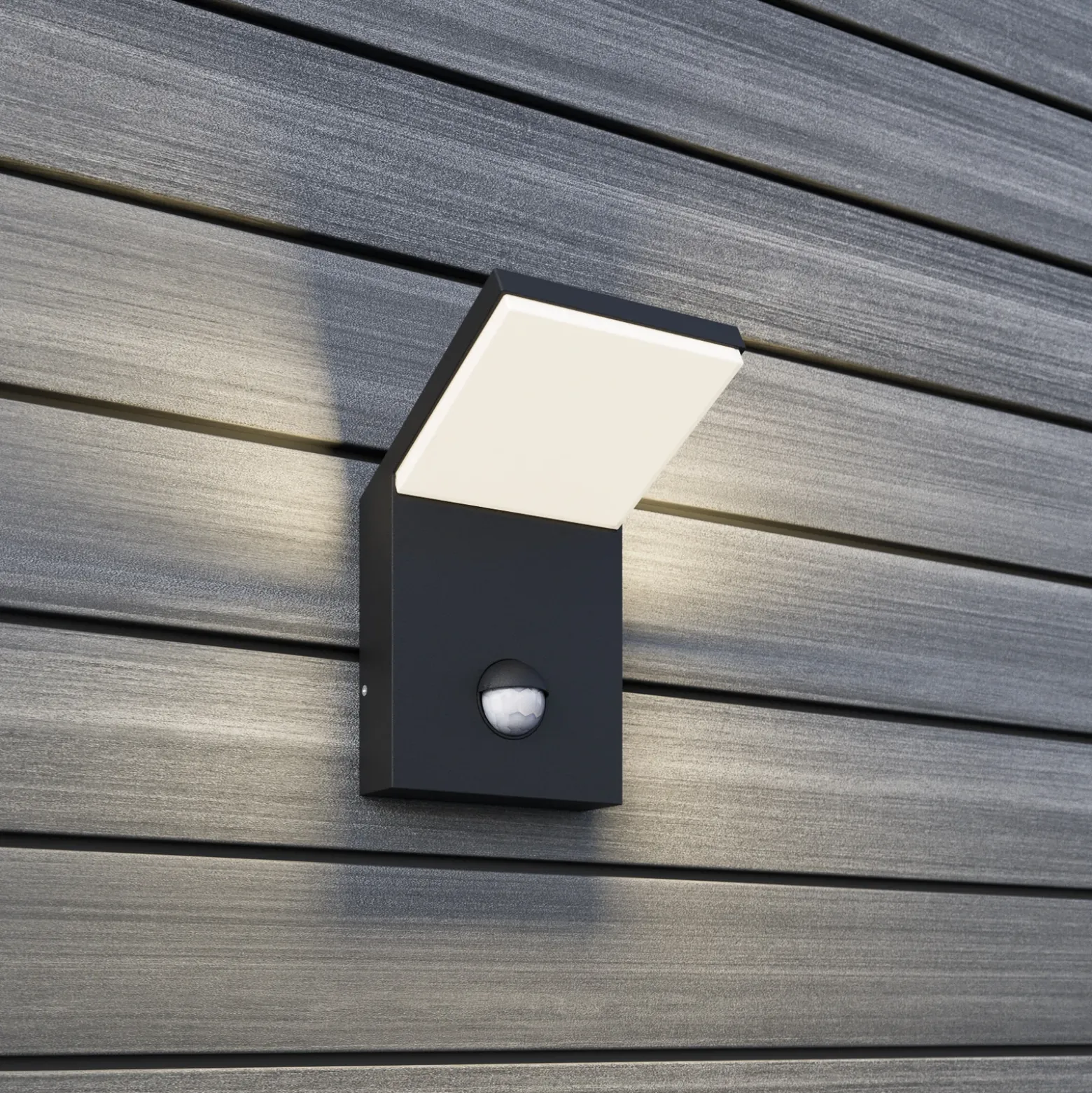 Aplique LED para exterior Nevio, metal, antracita, sensor