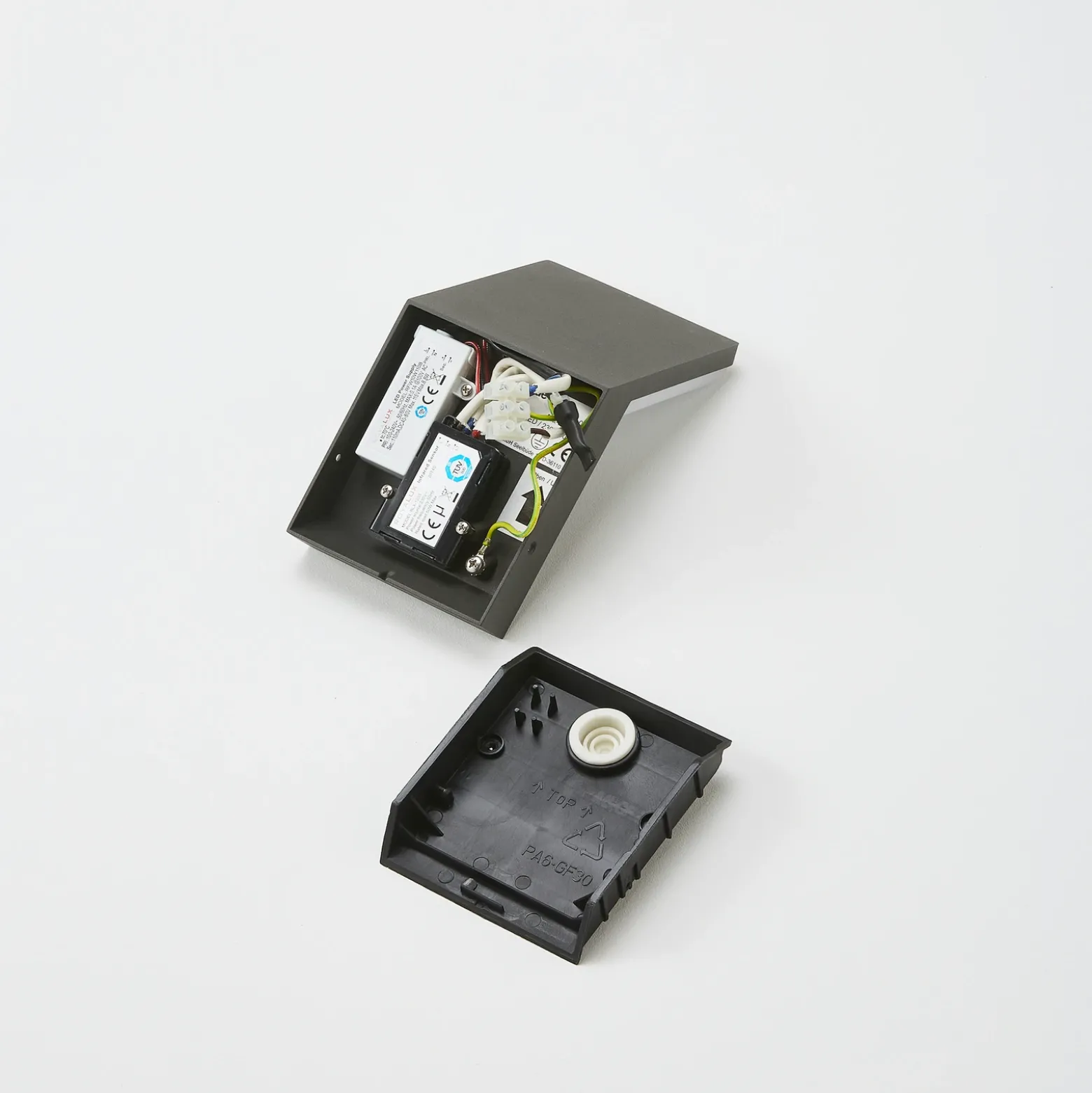 Aplique LED para exterior Nevio, metal, antracita, sensor