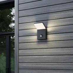 Aplique LED para exterior Nevio, metal, antracita, sensor