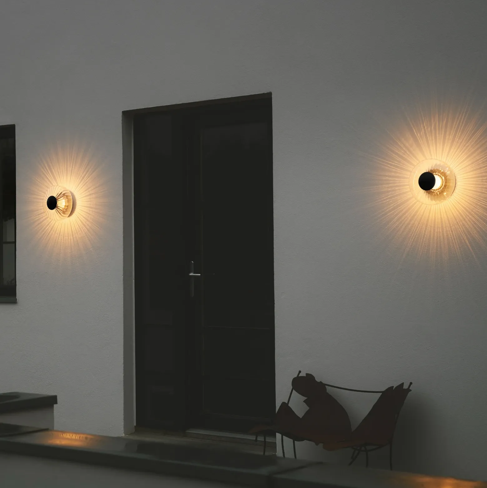 Aplique LED para exterior New Wave Optic, cristal, Ø 26 cm, IP65