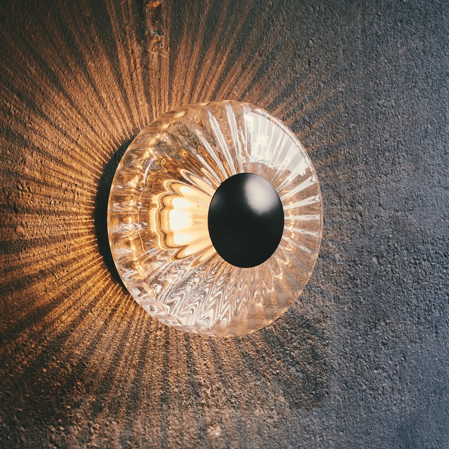 Aplique LED para exterior New Wave Optic, cristal, Ø 26 cm, IP65