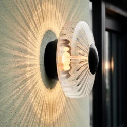 Aplique LED para exterior New Wave Optic, cristal, Ø 26 cm, IP65