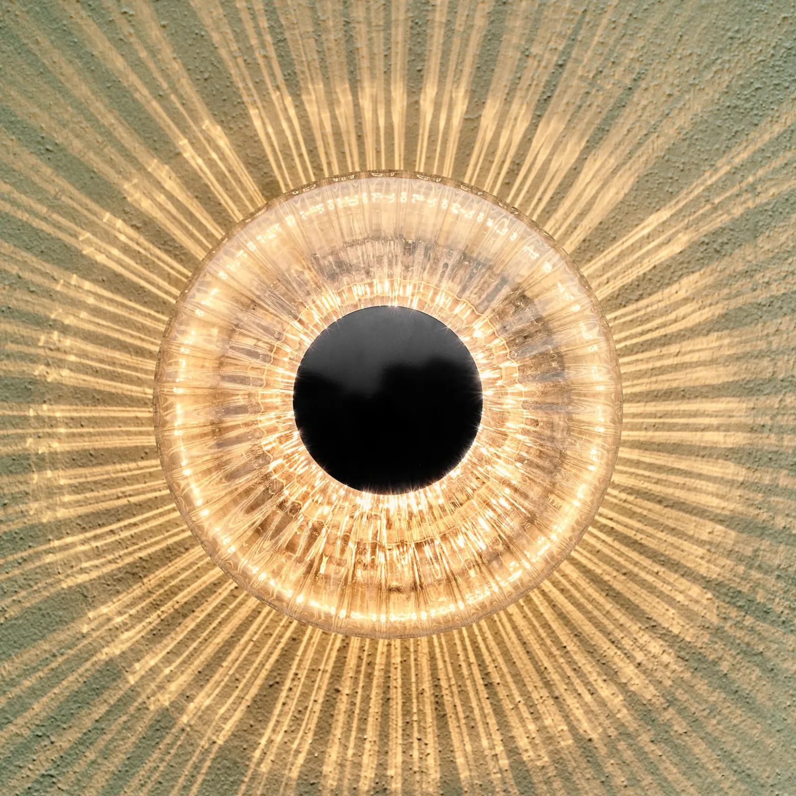 Aplique LED para exterior New Wave Optic, cristal, Ø 26 cm, IP65