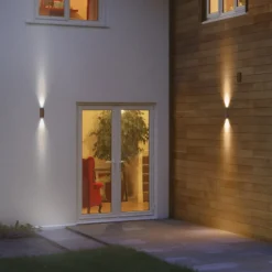 Aplique LED para exterior OSRAM ENDURA STYLE, color óxido, 16 cm, luz hacia