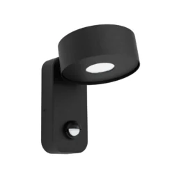 Aplique LED para exterior Palosco, negro, altura 17 cm, metal, con sensor