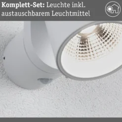 Aplique LED para exterior Paulmann Cuff, sensor, blanco