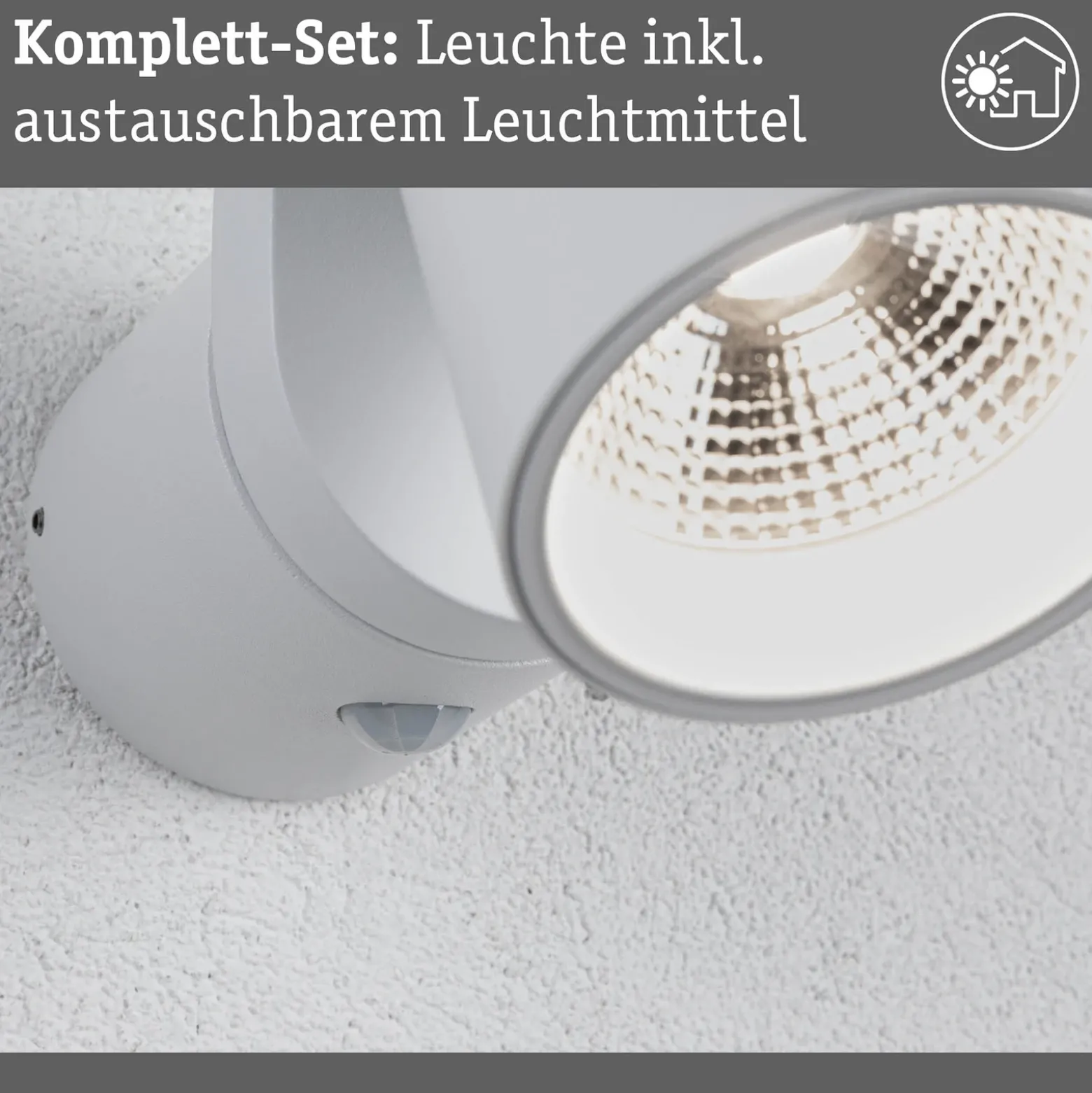 Aplique LED para exterior Paulmann Cuff, sensor, blanco