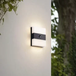 Aplique LED para exterior PRIOS Teekon, antracita, sensor, IP44