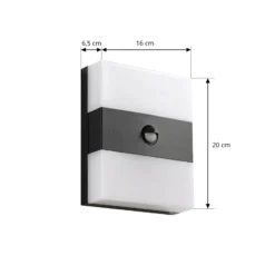 Aplique LED para exterior PRIOS Teekon, antracita, sensor, IP44