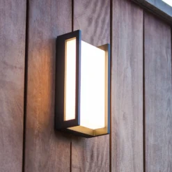 Aplique LED para exterior QUBO, gris oscuro, altura 22 cm, metal, IP54