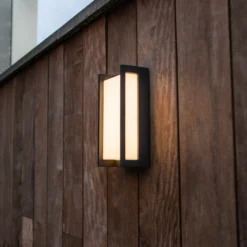 Aplique LED para exterior QUBO, gris oscuro, altura 22 cm, metal, IP54