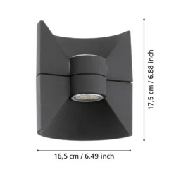 Aplique LED para exterior Redondo, color antracita, altura 17 cm, 2 luces.