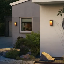 Aplique LED para exterior Rho, color óxido, altura 28 cm, metal, IP54