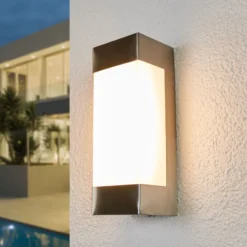 Aplique LED para exterior Severina de Lindby, altura 25 cm, acero inoxidable