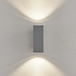 Aplique LED para exterior ShoreLine Pro Square up/down, gris claro