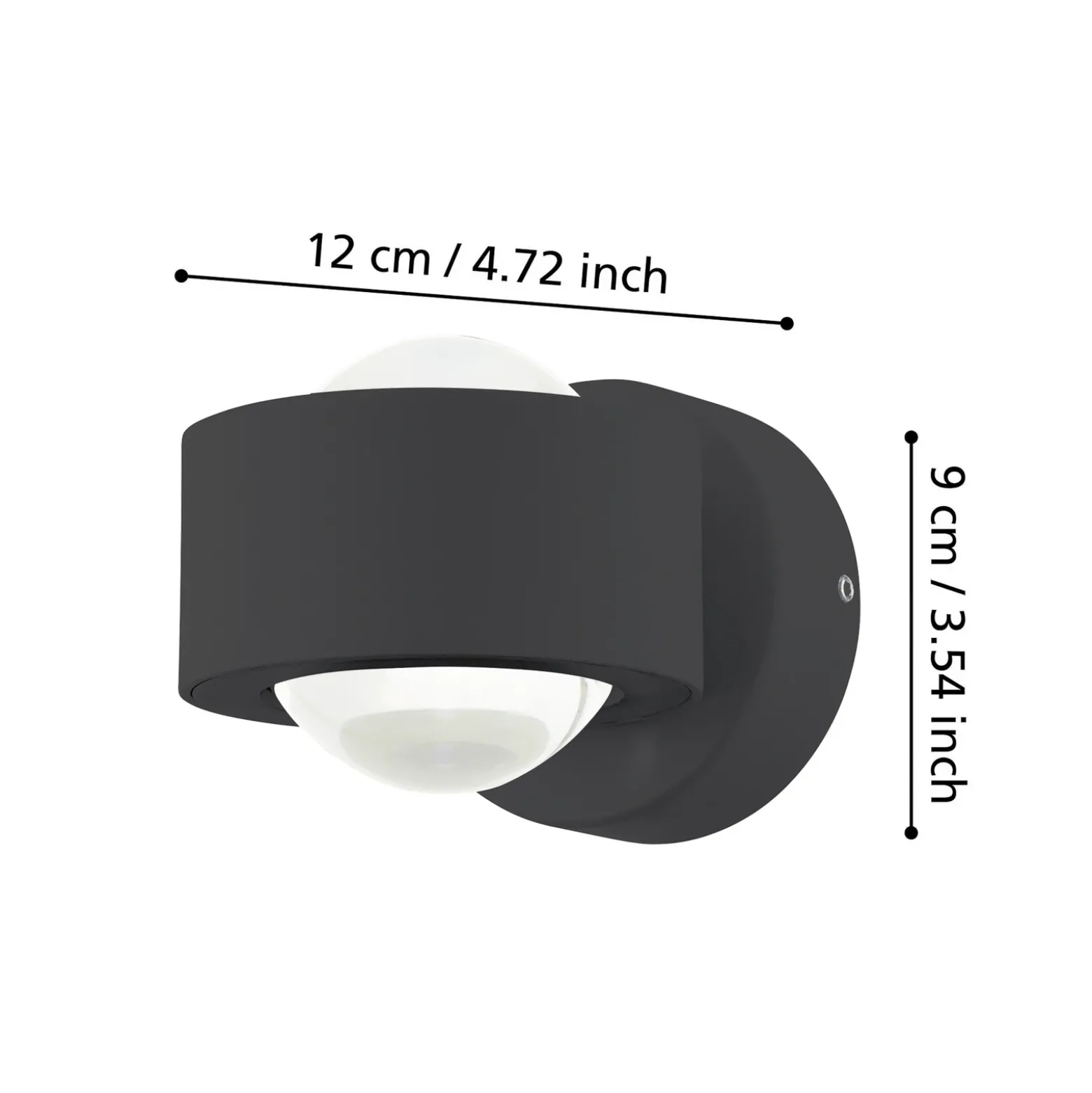 Aplique LED para exterior Treviolo, negro, saliente de 12 cm, con 2 luces.
