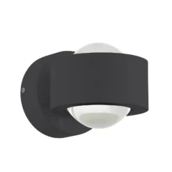 Aplique LED para exterior Treviolo, negro, saliente de 12 cm, con 2 luces.