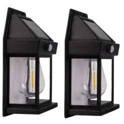 Aplique LED solar para exterior Mira, sensor, negro, juego de 2 IP44