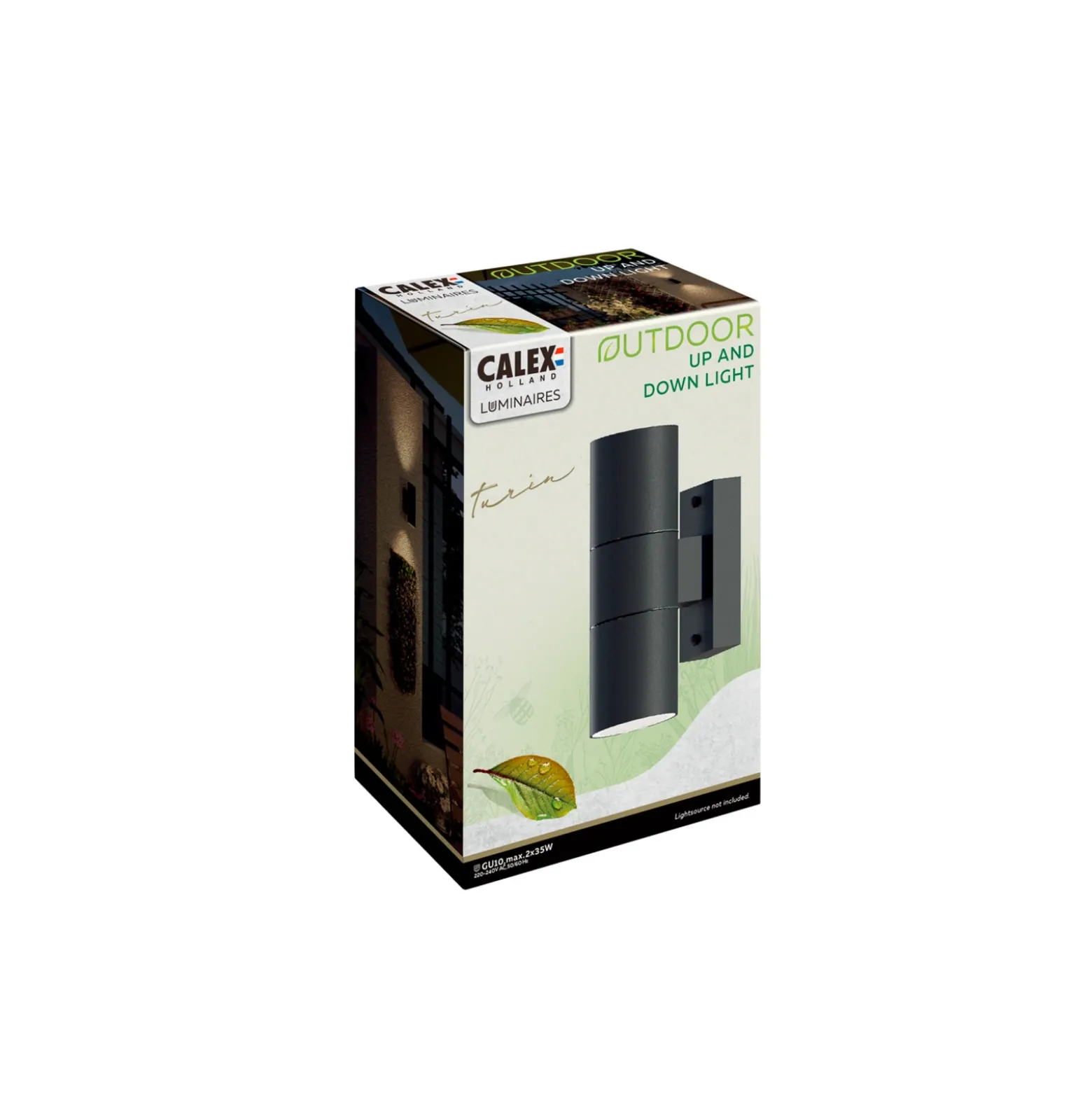 Aplique para exterior Calex GU10 acero inoxidable, arriba/abajo, 17 cm, negro