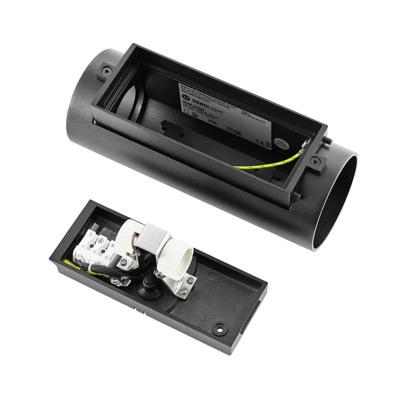 Aplique para exterior CAN, negro, 2 luces, Ø 8 cm IP65 metal GU10