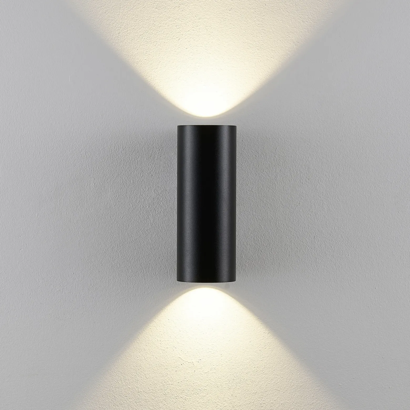 Aplique para exterior CAN, negro, 2 luces, Ø 8 cm IP65 metal GU10