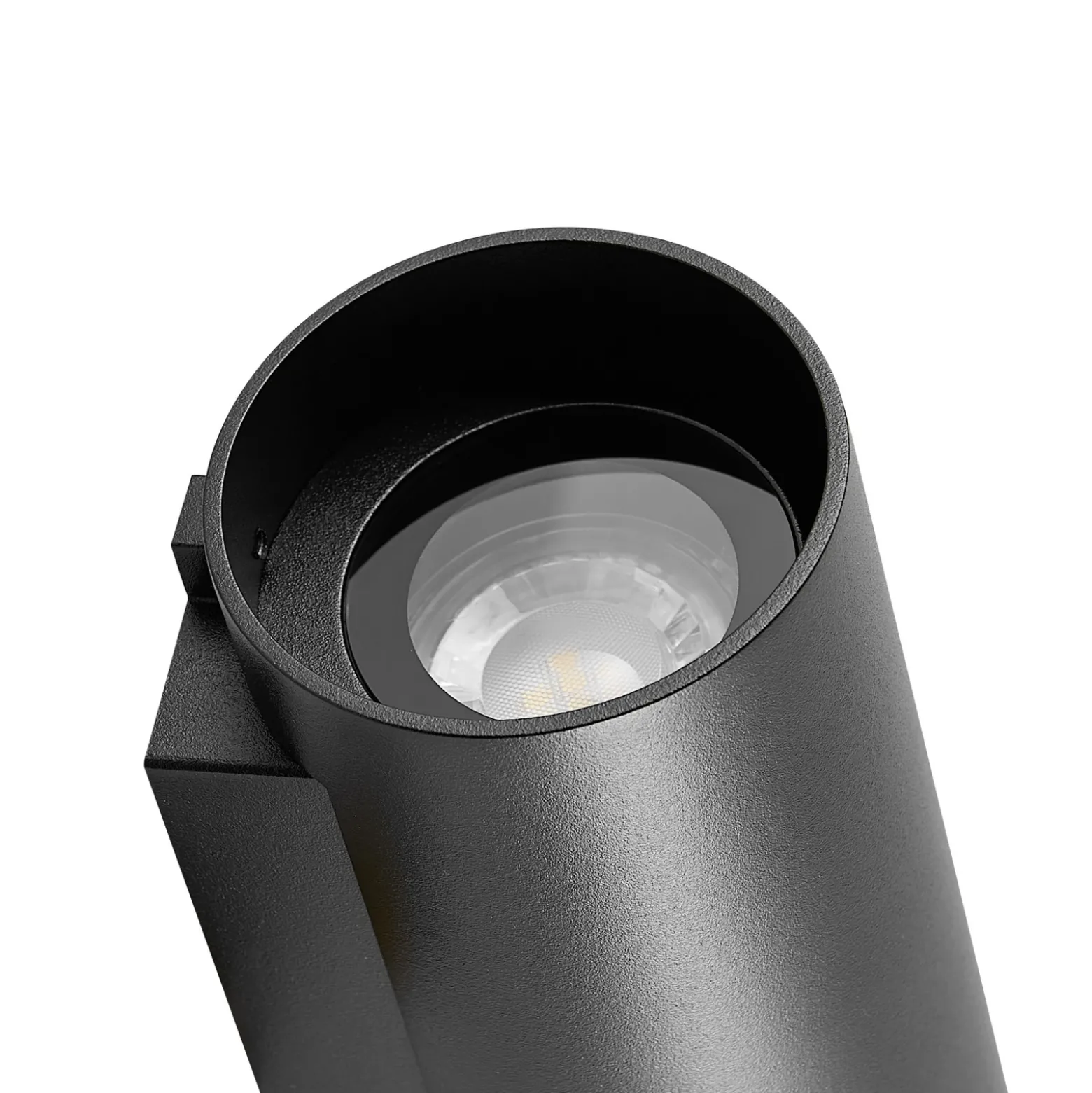 Aplique para exterior CAN, negro, 2 luces, Ø 8 cm IP65 metal GU10
