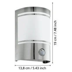 Aplique para exterior Cerno, detector de movimiento, acero inoxidable
