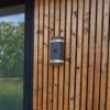 Aplique para exterior con sensor FOCUS ROUND, gris oscuro, 2 x GU10, IP44