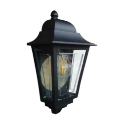 Aplique para exterior Deco Lane, negro, farol, aluminio, IP44